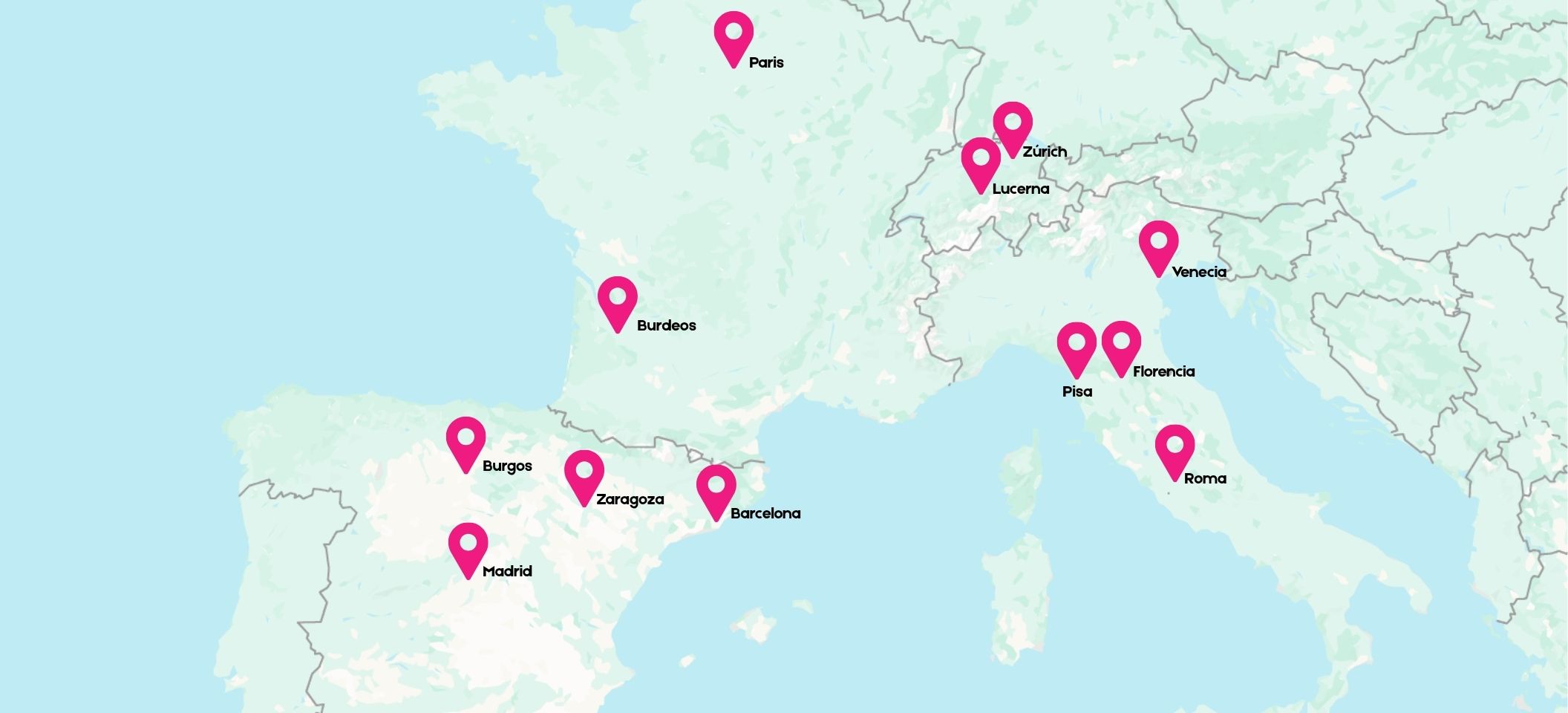 Mapa del itinerario: Europa